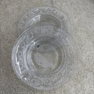 2 KIG Malaysia Pressed Glass Clear Fleur de Lis-TRELLIS pattern